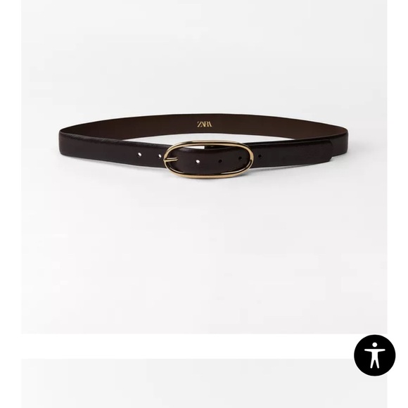 Zara Brown Gold oval Buckle belt 2025 - Picture 1 of 7